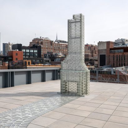 Kelly Akashi Glass-brick chimney at the Whitney Museum